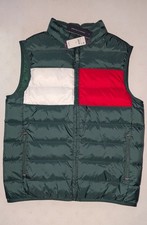 Tommy Hilfiger boy's Colorblock Puffer Vest Green Red White size 14-16 boys.