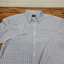 UNTUCKit Durif WF WRINKLE FREE Button Up Mens XL Cotton Blue Check Shirt