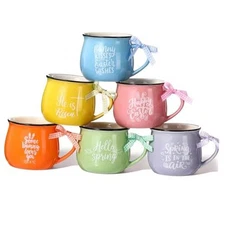  Easter Mugs Set of 6, 12 oz Gift Drinking Mugs for Hot Cocoa, Easter Style