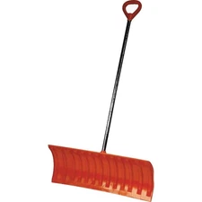 1271-1 27" Pusher Metal Handle-Large D Grip Snow Shovel, Orange