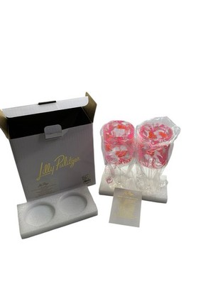 Lilly Pulitzer GWP Wine Tumble Set Resort White Lovely Long Stems
