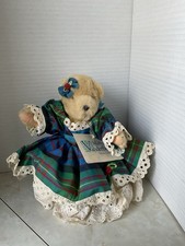 MUFFY VANDERBEAR DRESSED COSTUME TAFFETA HOLIDAY BLUE PLAID 1986 Vintage