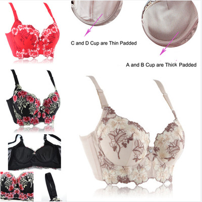 New Lingerie Push-up bra Top Underwear Adjustable Strap Embroidery bras Large DD