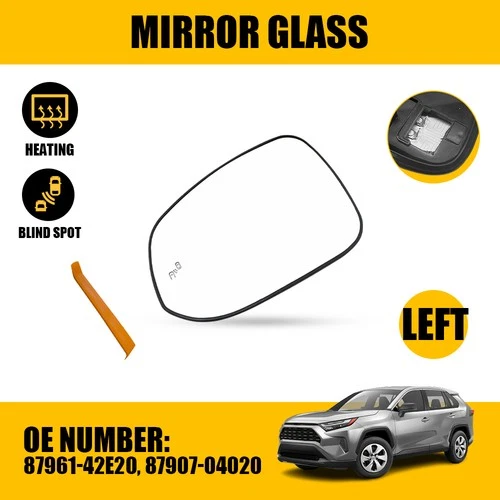 Driver Left Side Mirror Glass Heated + Blind Spot Fits 2019-2024 Toyota RAV4 US