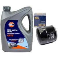 MotoröL Set Gulf Max Ultra Plus 10W-40 4 Liter + ÖLfilter FüR Fiat Ford Skoda