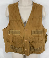 Vintage 70's K-MART Mens L Brown Duck Cotton Canvas Shotgun Hunting Vest