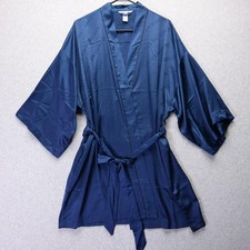 Victoria's Secret Robe Womens M / L Blue Belted Satin Kimono Romantic Sleepwear