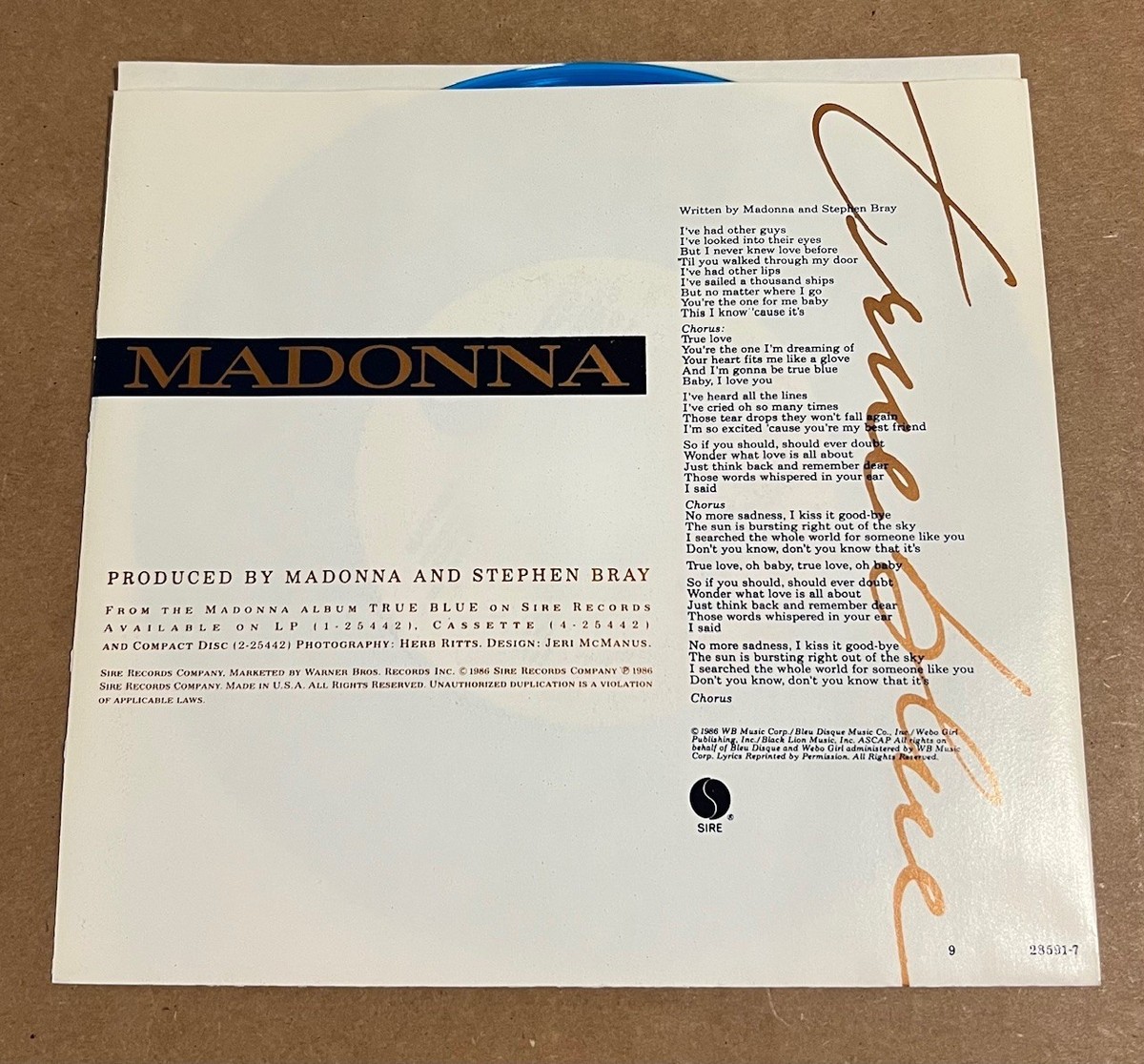 Madonna - True Blue RARE limited edition blue colored 7