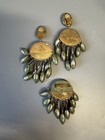 Vintage French Designer Brooch And Clip On Earrings Hammered Gilt metal — photo 10
