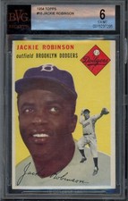 1954 Topps #10 Jackie Robinson BVG 6 Vintage HOF Vintage Baseball Card (7295)