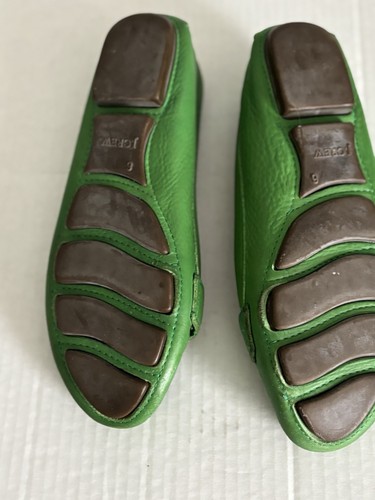 J. Crew Womens Leather Loafers Sz 6 Green w/Gold Accents Preppy Summertime VGC - Picture 7 of 13