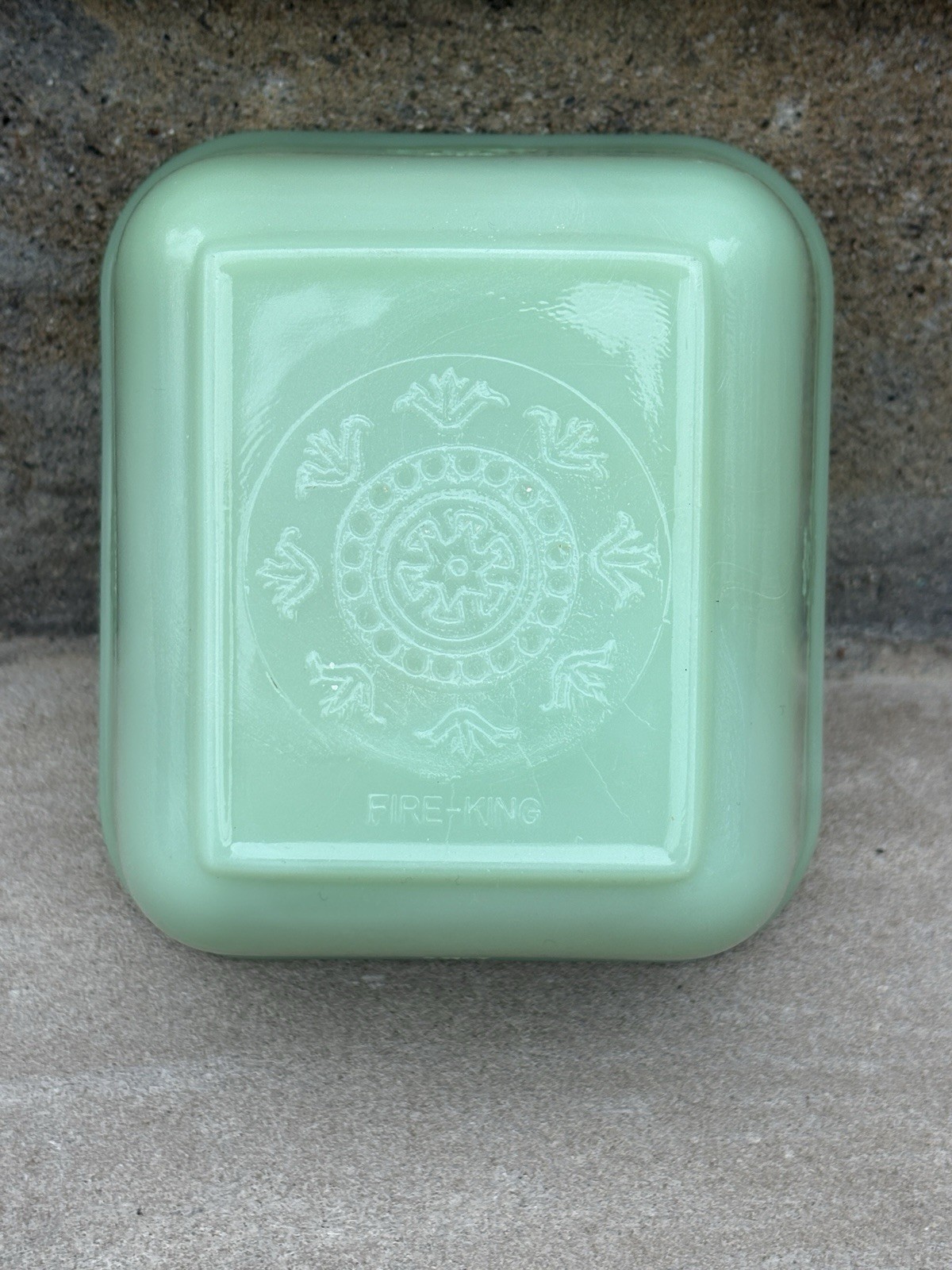1930s Fire King Jadeite Refrigerator Dish Leftovers Green Philbe w/ Lid - Read