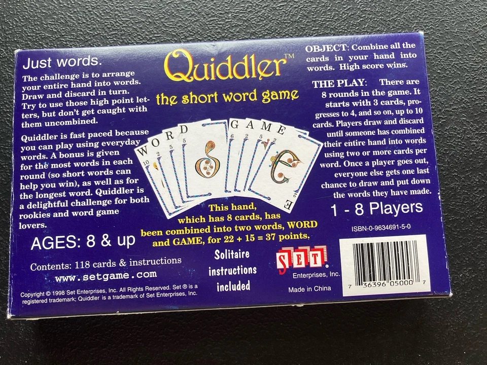 Quiddler Fun With Words Short Word Game Ages 8 & Up 1-8 Players Used/ Complete - Image 3 of 4