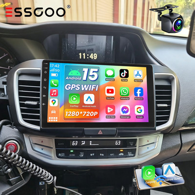 For Honda Accord 2013-2017 2.0T Carplay Android 15 Car Stereo RadioGPS WIFi +Cam