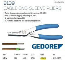 Gedore 8139-220 TC Cable Conductor End-Sleeve Pliers (6723780)