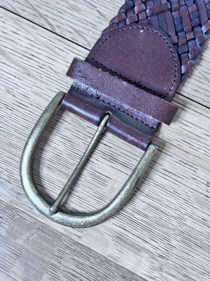 Mujer Talla M Marrón Express Tejido Cuero Cinturón Hebilla Dorada Boho Foto 4 de 4