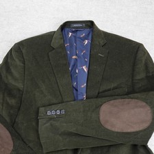 Lauren Ralph Lauren Blazer 42L Green Corduroy Elbow Patches Pinwale