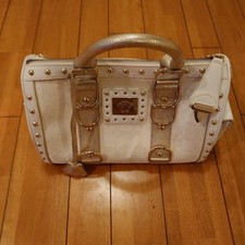 Borsa Versace Medusa Off White in pelle con ferramenta dorata e manico superi...