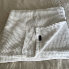 Tahari Home Blanket 100 Cotton Full  Queen Size Waffle Weave White 93  x 91  