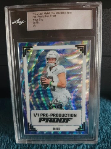 2024 Leaf Metal Football Base Auto Pre  production Proof Wave Sky Bo Nix 1/1