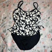 Maxine of Hollywood Floral One Piece Bathing Suit 12 Retro Vintage 90s Tropical