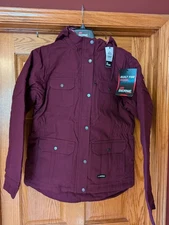 Berne Ladies Plum Cotton Softstone Canvas Hooded Jacket Coat Size  L Tall - New