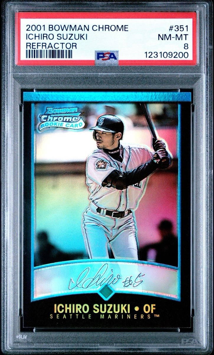 【PSA9】イチロー 2001 Bowman Draft ルーキーカード 黒枠 2001 Bowman Chrome Ichiro Suzuki Refractor Rookie RC #351 PSA 8