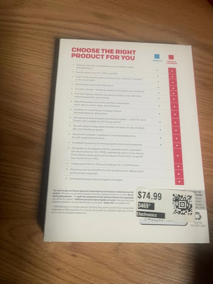 H&R Block Premium & Business Tax Software 2018 SMALL BUSINESS OWNERS (Sealed) - Image 3 of 3