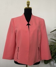 New Kasper Women's Career Coral Polyester Blend Blazer Open Jacket Size 14, 129