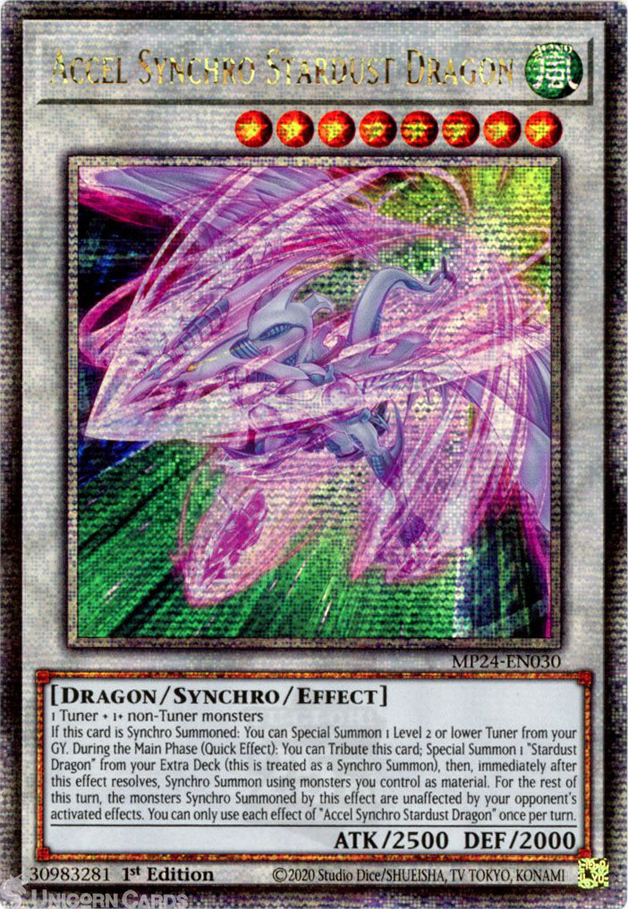 MP24-EN030 Accel Synchro Stardust Dragon : Quarter Century Secret Rare 1st Editi