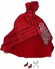 Barbie ABITO COMPLETO W3465 vestito, scarpe e gioielli JUST UNBOXED Holiday 2012
