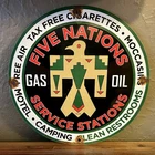 VINTAGE 1949 DATED FIVE NATIONS OIL & GAS  SERVICE STATIONS PORCELAIN PUMP SIGN