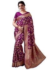 Women's Banarasi Soft Silk Saree Pure Silk with Unstitched Blouse Piece