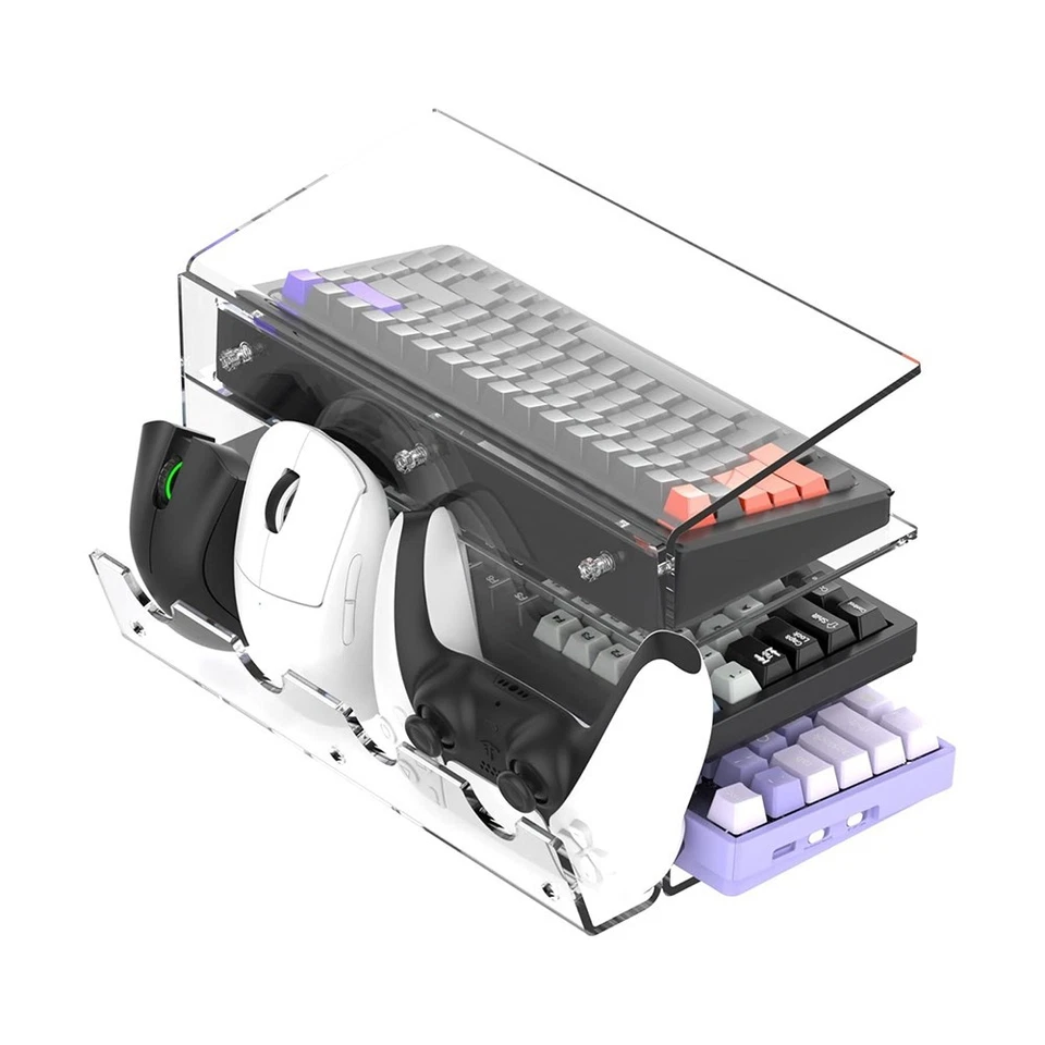 3-Tier Acrylic Keyboard Storage Rack for Display and Desktop Organization - Image 4 of 4