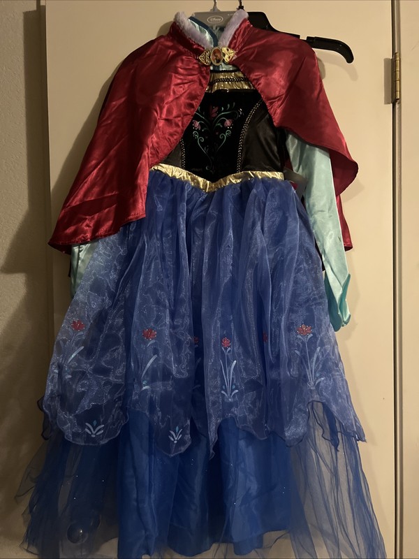 Disney Store Frozen ANNA COSTUME DRESS W Cape Size 9/10 NWT AUTHENTIC ORIGINAL