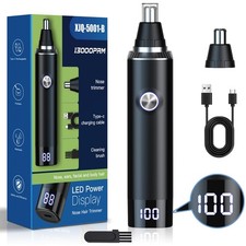 Ginity Ear Nose Hair Trimmer w/ LED Display, Painless, USB Rechargeable