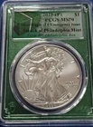 A 2021 (P) SILVER EAGLE PCGS MS70 FROM 8TH PHILADELPHIA BOX LABEL