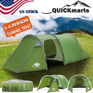 3-4 personnes Tunnel extérieur Camping Tente Portable Étanche Famille Dome Shelter