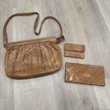 Vintage Eel Skin Flap Purse Handbag  Wallet  Coin Purse Made In Korea