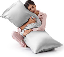 Body Pillow Cover, 20X54 Inches Light Grey Soft Satin Body Pillow