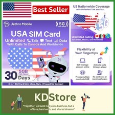 Prepaid 30-Day Unlimited Talk Text 5GB Data SIM Card 4G LTE T-Mobile Compatible