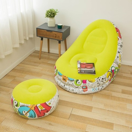 NEW INFLATABLE FLOCKING SOFA CHAIR WITH PEDAL LAZY LOUNGE COMFORTABLE SOFA - Picture 2 of 9