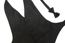 Black Boys Size Matisse Openback Formal Tuxedo Vest & Tie Wedding Ring Bearer