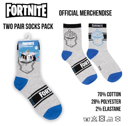 Set calzini Fortnite per ragazzo 2 paia calzini alla caviglia bassa nero rosso blu taglia 27-38 - Foto 8 di 8