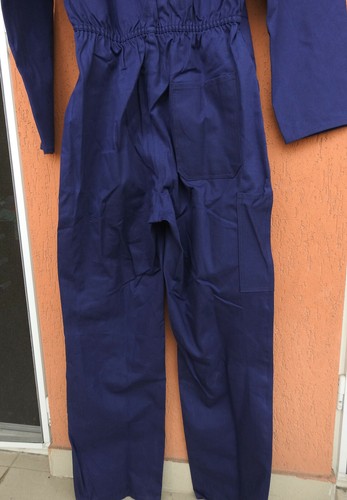 Vintage 80s Work Overalls Mens Medium Jumpsuit Coveralls Boilersuit Indigo Blue - Picture 9 of 12