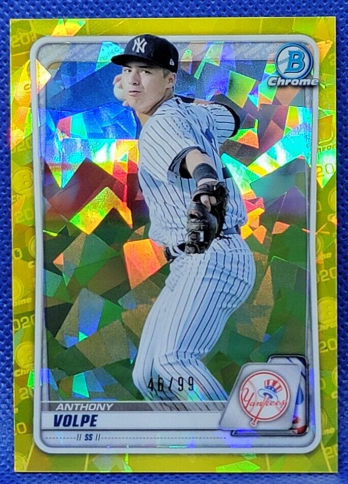 2020 Bowman Draft Sapphire Anthony Volpe Yellow Refractor 46/99 New York Yankees