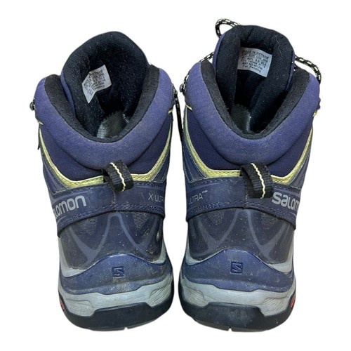 Salomon Women's X Ultra 3 Mid Goretex Hiking Crown Blue/Evening Blue/Sunny Lime - Picture 3 of 9