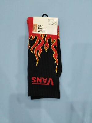 Vans Off The Wall Black Flames New Limited Edition Crew Socks