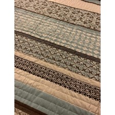 NEW COZY MODERN BLUE GREY BROWN WHITE LODGE PLAID LOG CABIN LEAF QUILT SET