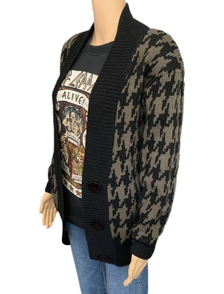 Cárdigan de Lana Pata de Gallo Vintage Años 90 Grunge JH Coleccionables Suéter - Talla PS Foto 2 de 4